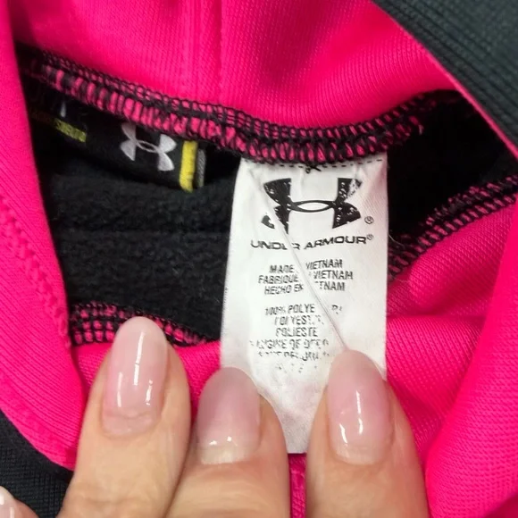 Under Armour Pink and Black Hoodie YSM 7-8 - Picture 3 of 5